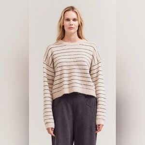 Striped Oatmeal and Black Women's Sweater